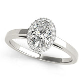 2 1/5 ctw Oval Lab Grown Diamond Classic Pave Solitaire Engagement Ring with Halo in White Gold